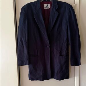 Classic Navy Single-Button Women's Blazer by Mark Eison vintage linen